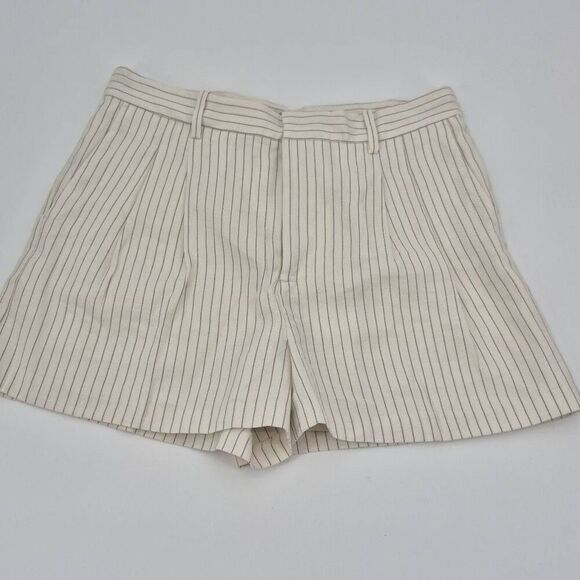 Madewell Pants - Madewell Easy Pleated Trouser Shorts Pinstripe Linen Blend Size 8